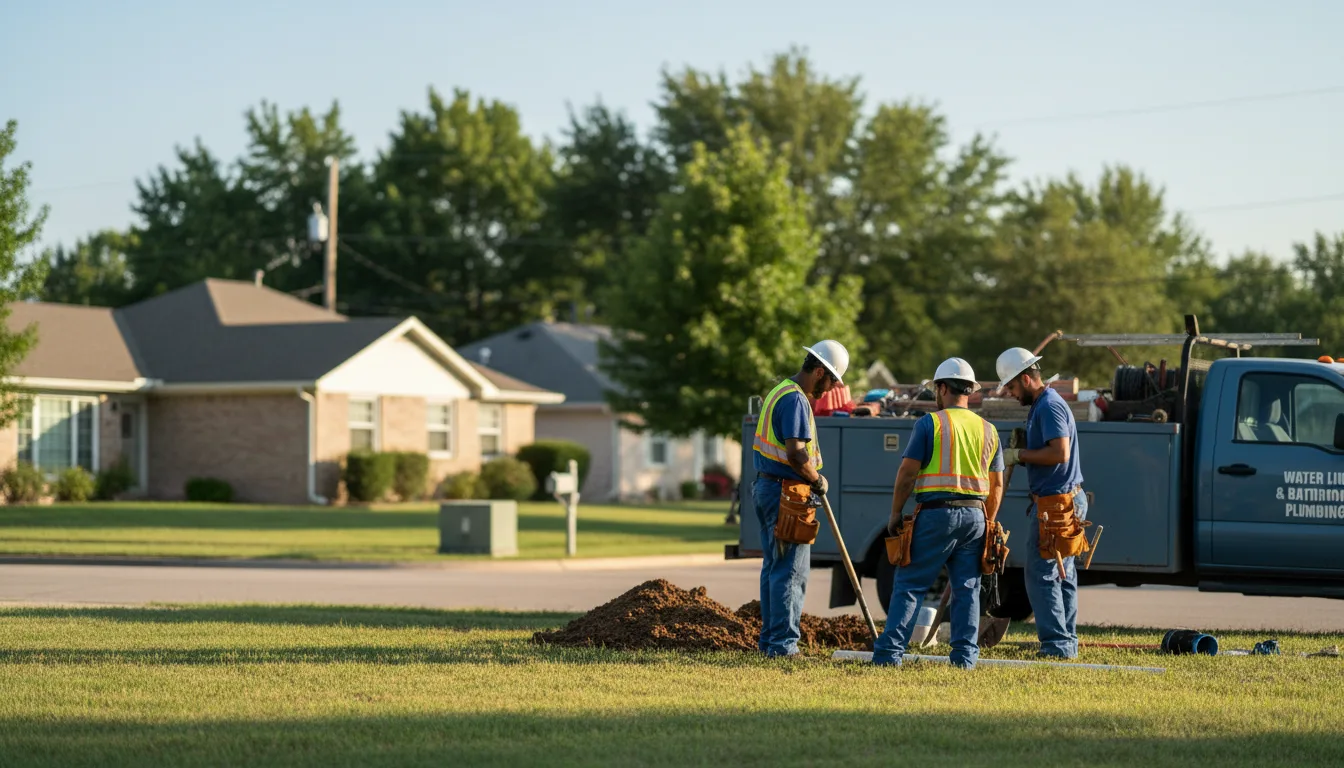 Residential water line and bathroom plumbing service in Kincaid, KS